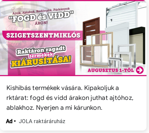 Jola Abundantia Kft hirdetés