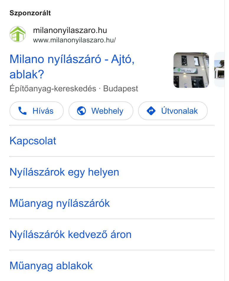 Milano Nyílászáró Kft. hirdetés