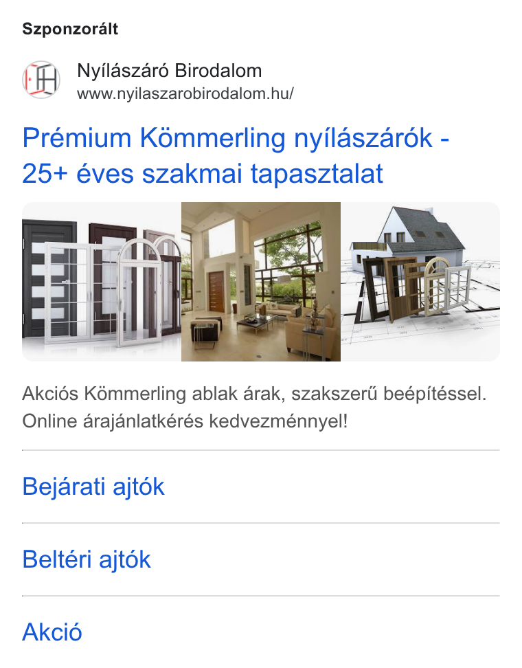 Prémium Ajtó Ablak Kft. hirdetés