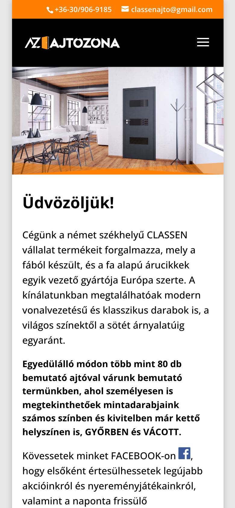 Kezdőlap mobilon 390px