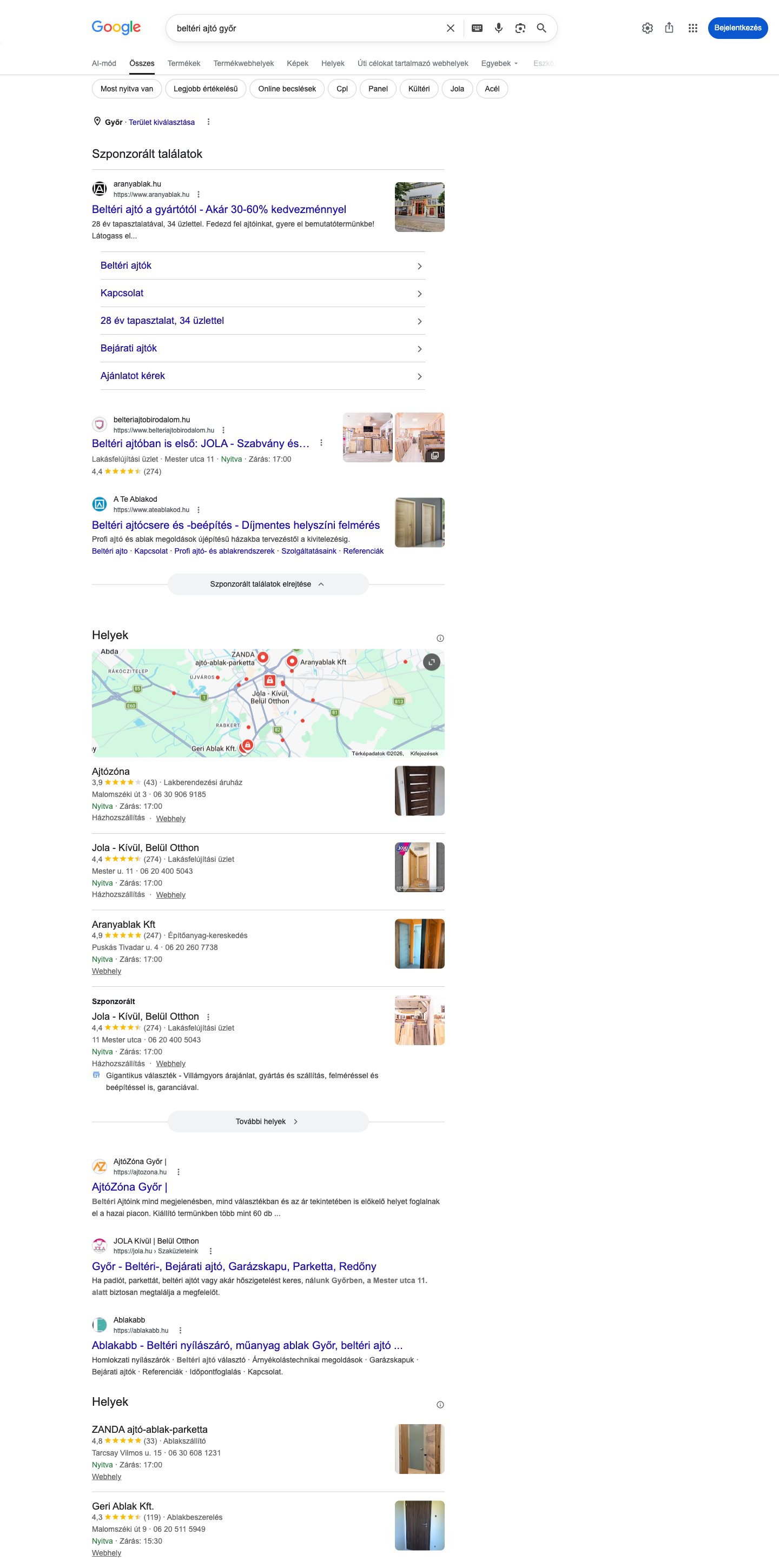 beltéri ajtó győr Google találati oldal